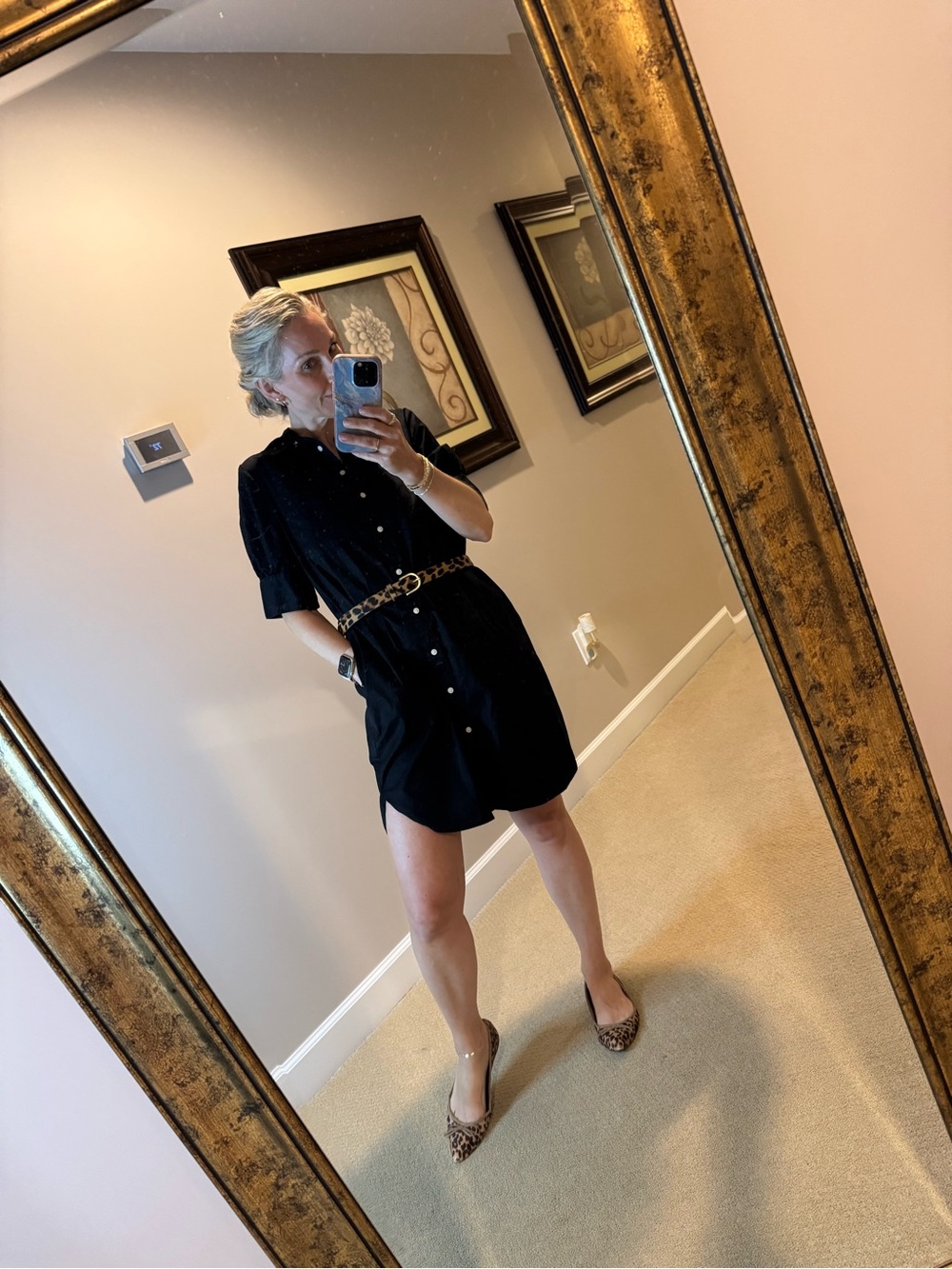 Old Navy Black Button-Front shirt Dress 100% cotton